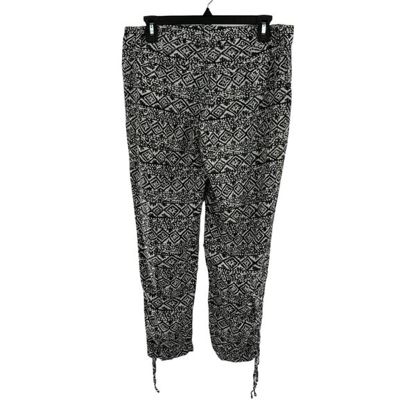 Lauren Ralph Lauren White Floral Black Patterned Tie Ankle Pants - Picture 5 of 9